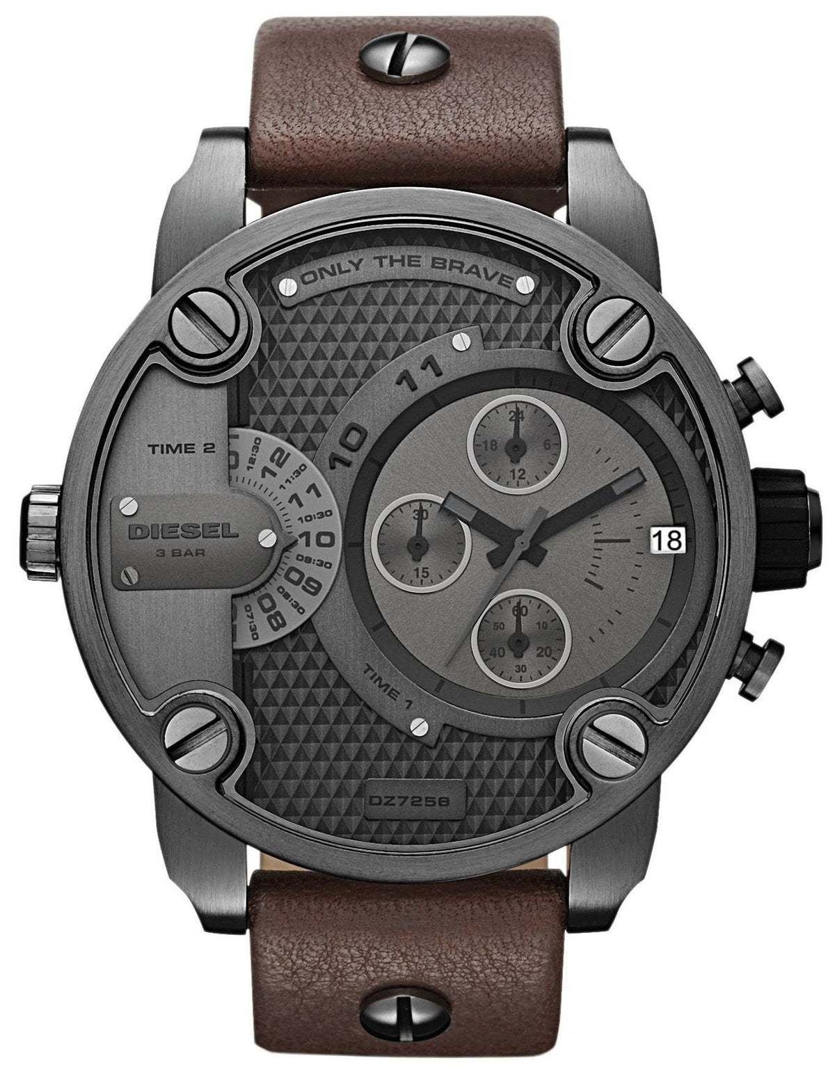 Diesel DZ7258 Little Daddy SBA Men's Watch - Grey Dial & Brown Leather Strap