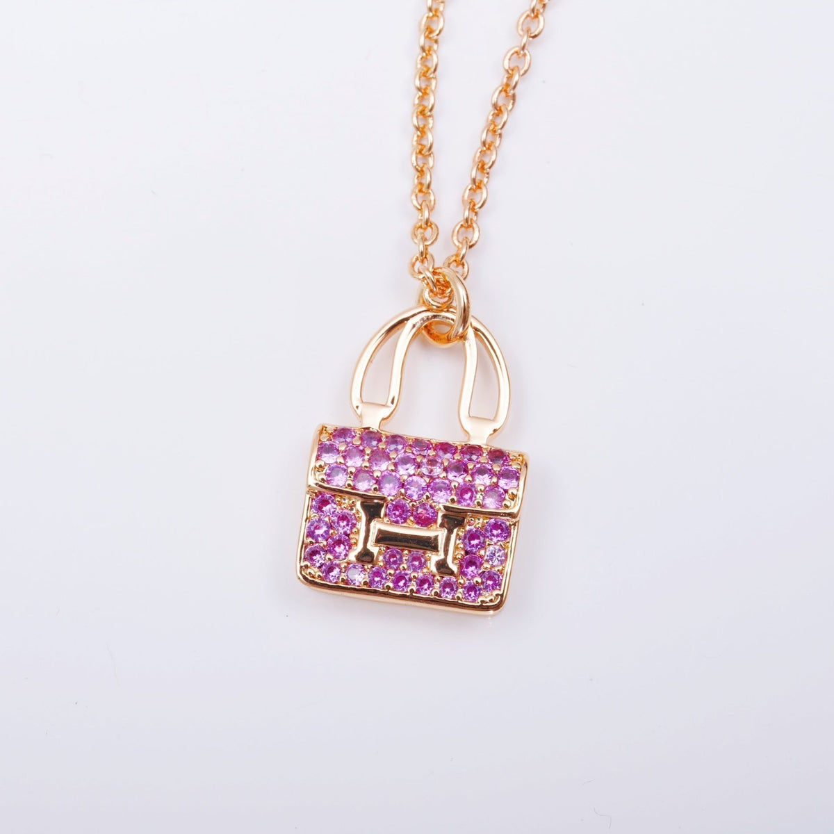 Hermes Constance Pendant Purple Cubic Zirconia Necklace