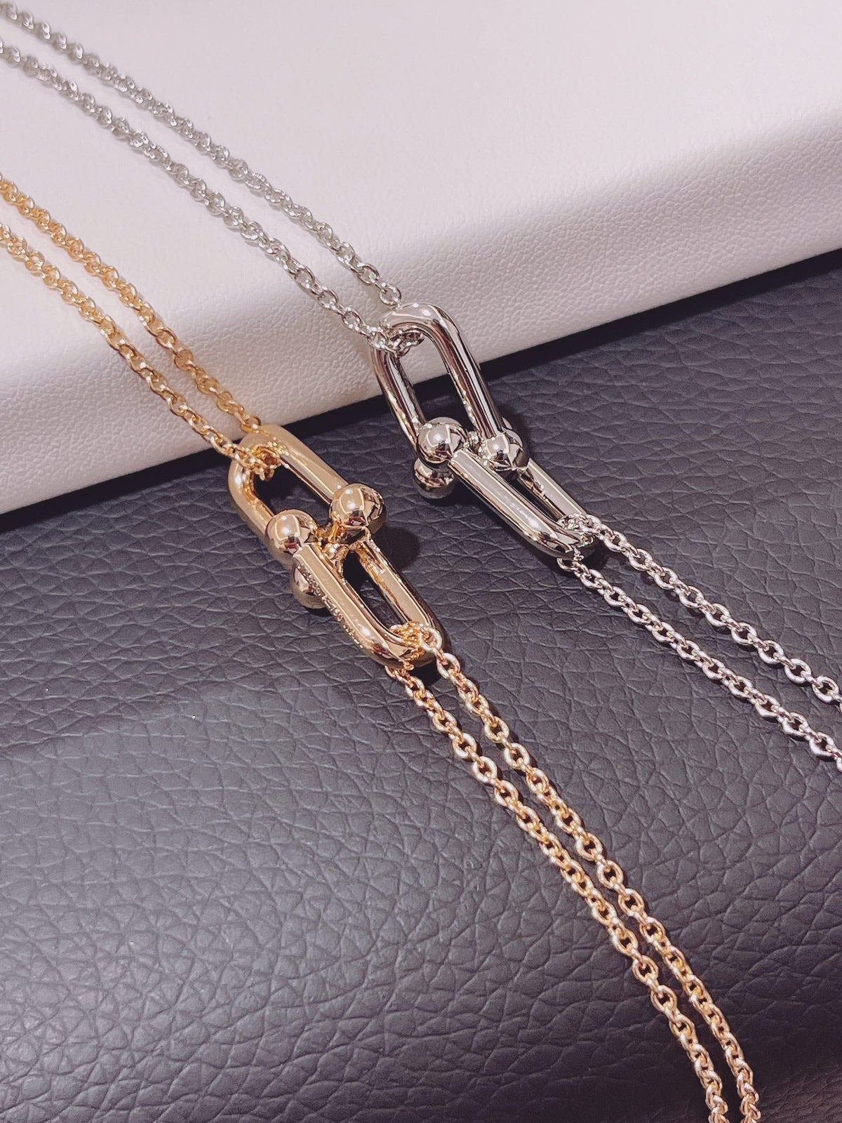 Tiffany Hardwear Double Link Pendant Pink Gold Necklace