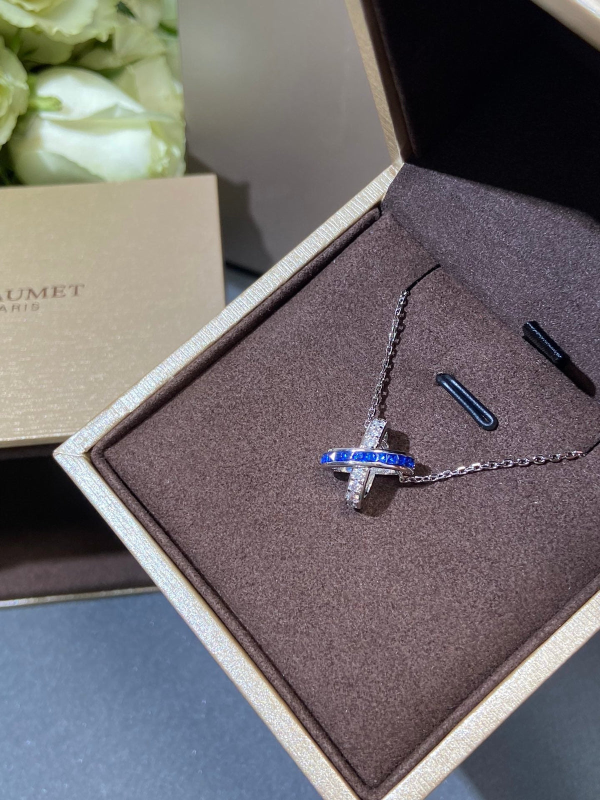 Chaumet Liens Silver Blue Cubic Zirconia Necklace