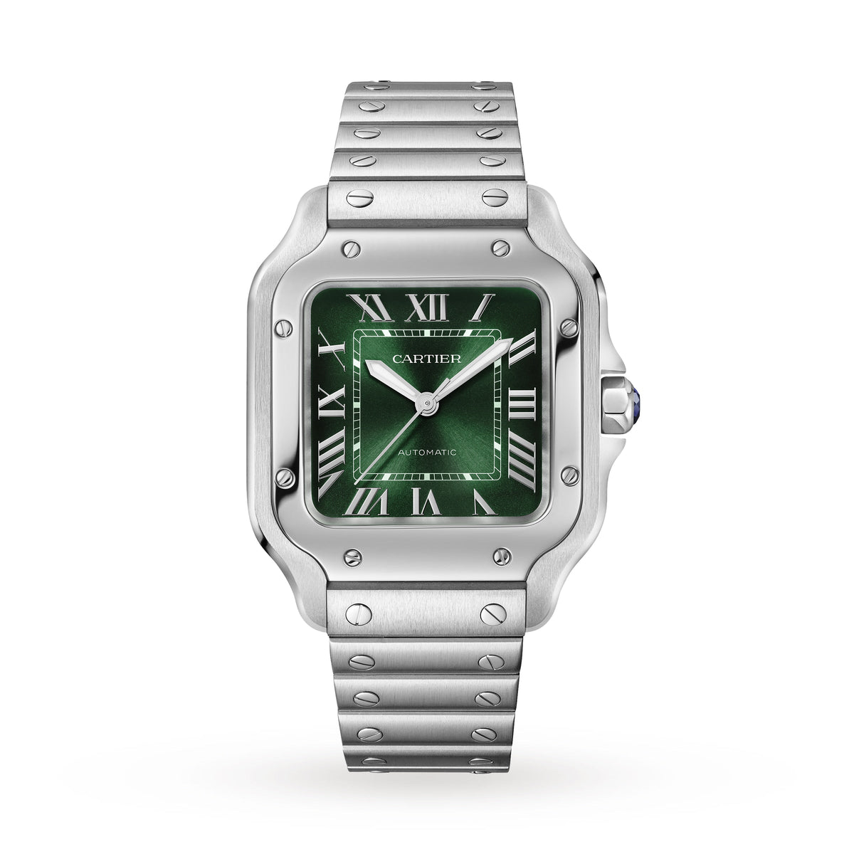 Santos de Cartier Medium Model Watch - 35mm, Steel, Green Dial