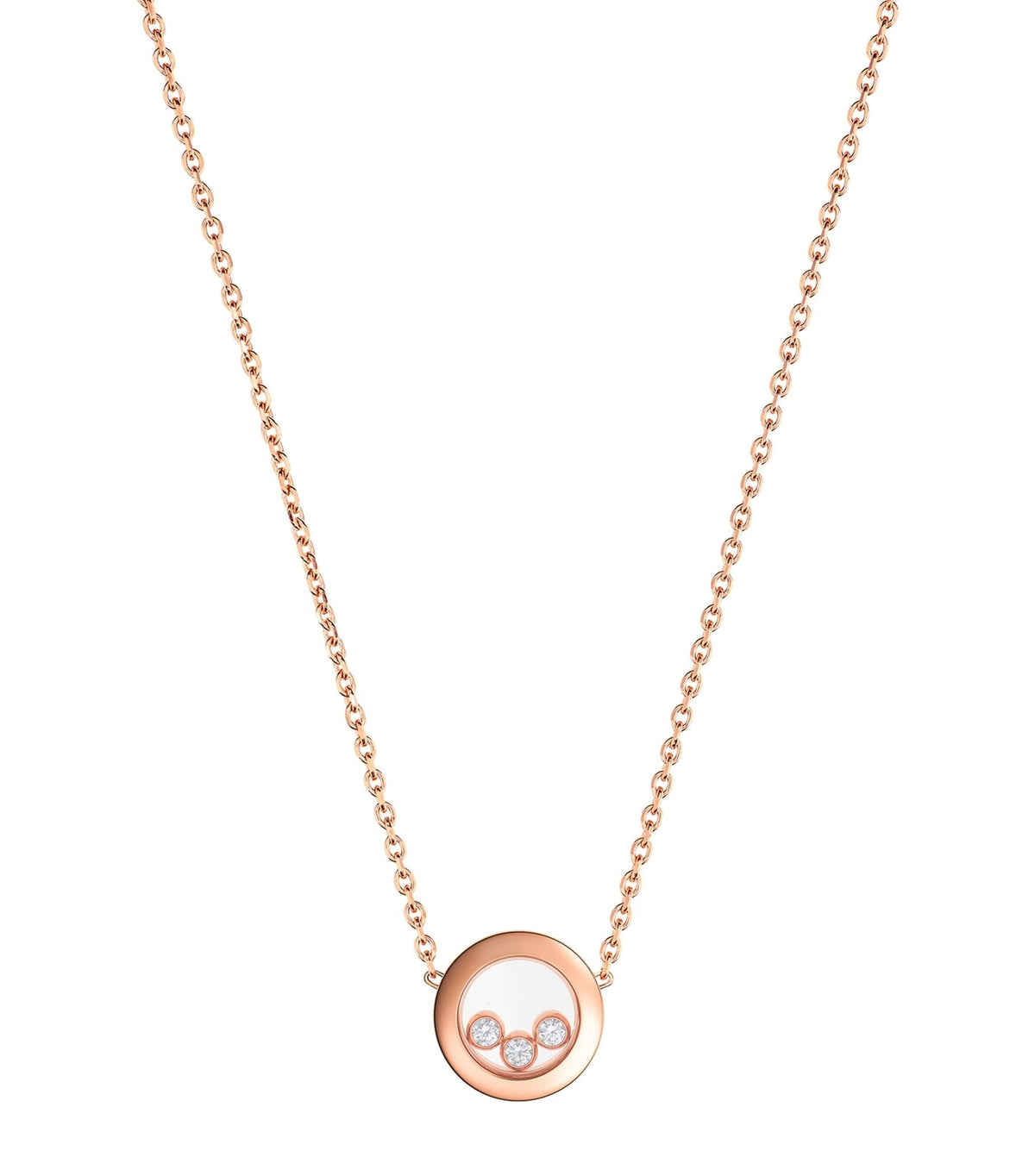 Chopard Happy Pendant Pink Gold 3 Cubic Zirconia Necklace
