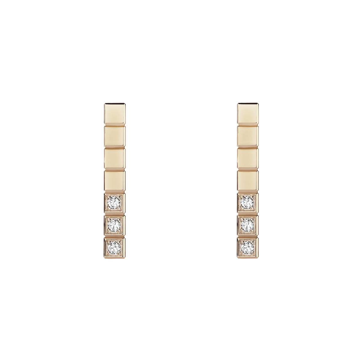 Chopard Ice Cube Pink Gold Diamonds Earrings