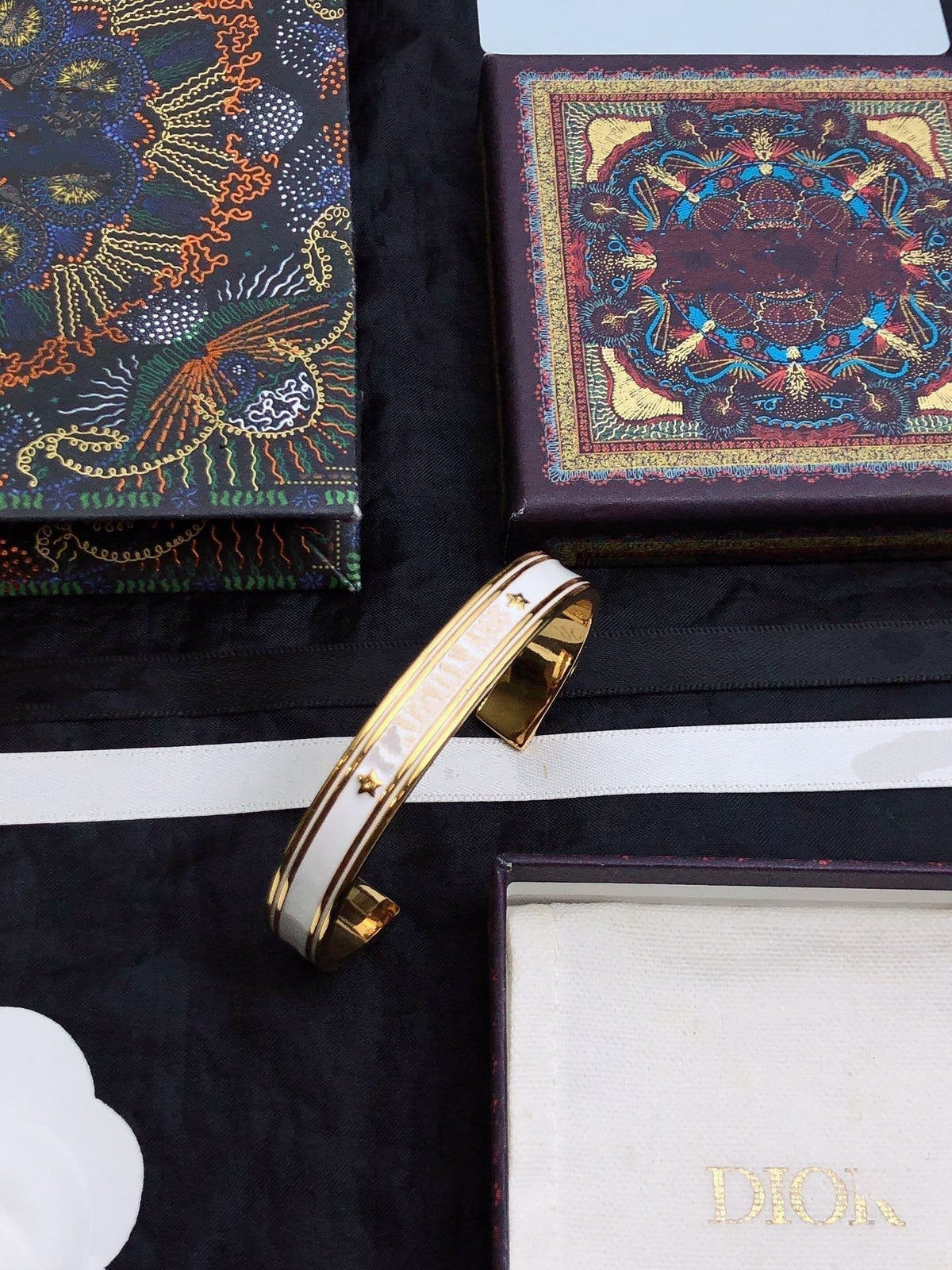 Dior Code Bangle Gold White Metal and Lacquer Bracelet