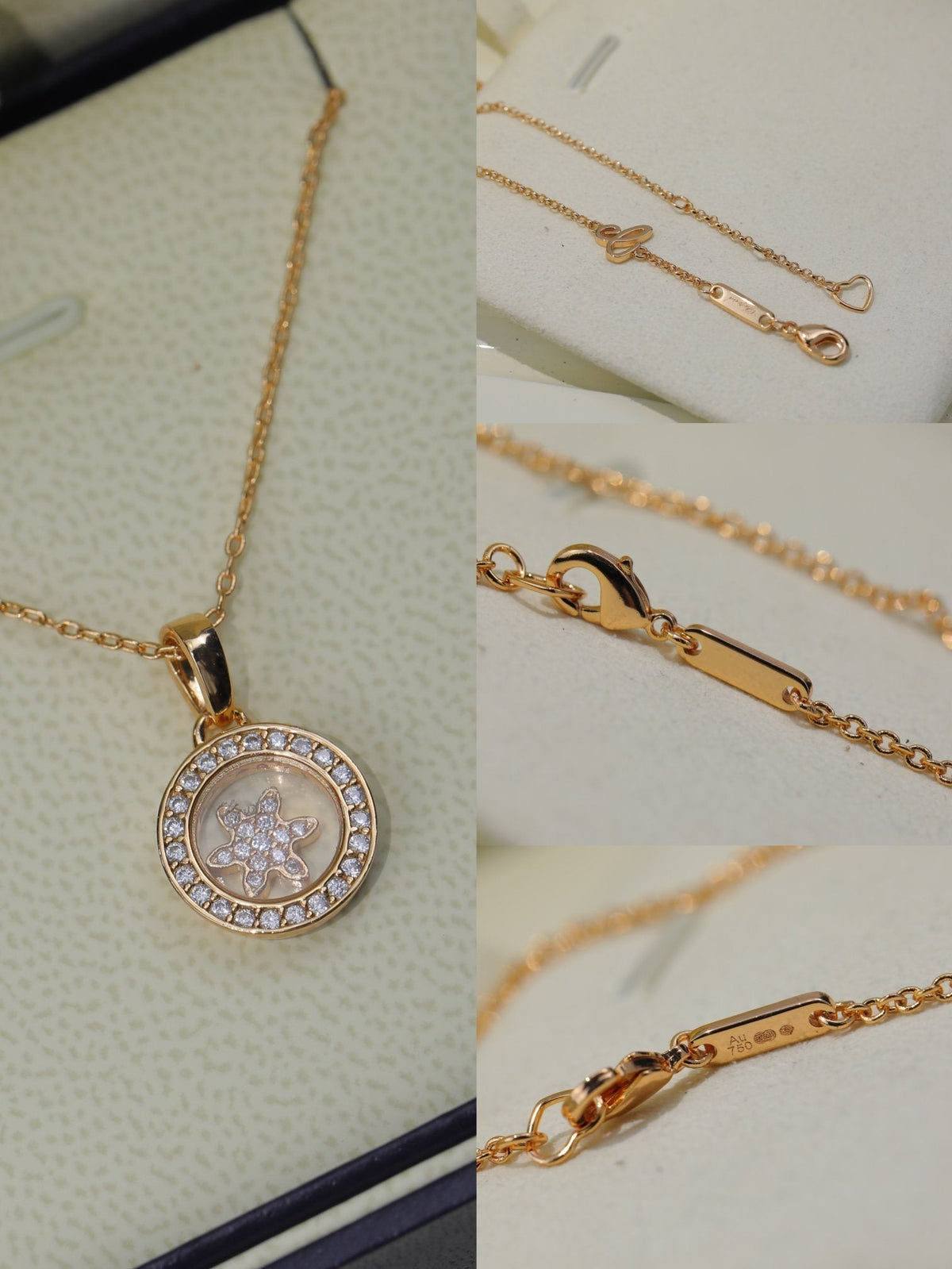 Chopard Happy Heart Pendant Cubic Zirconia Pink Gold Necklace