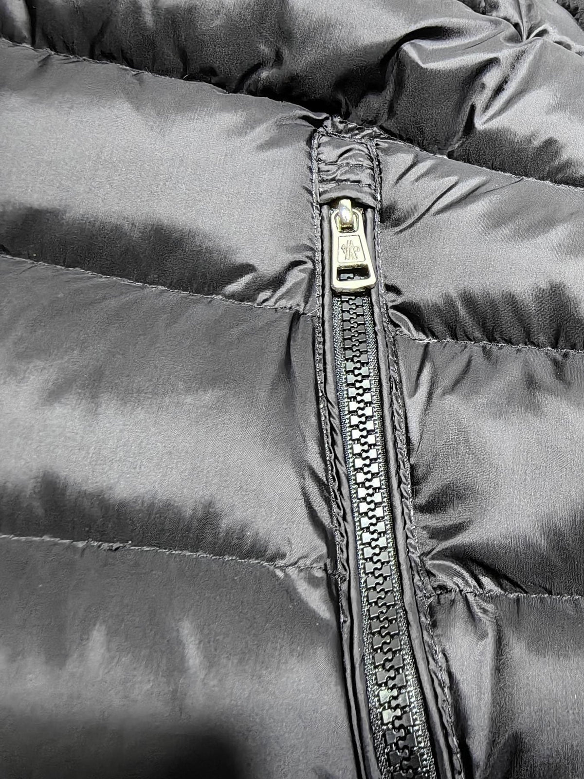 Moncler Black Stand-Collar Quilted Puffer Coat — detail