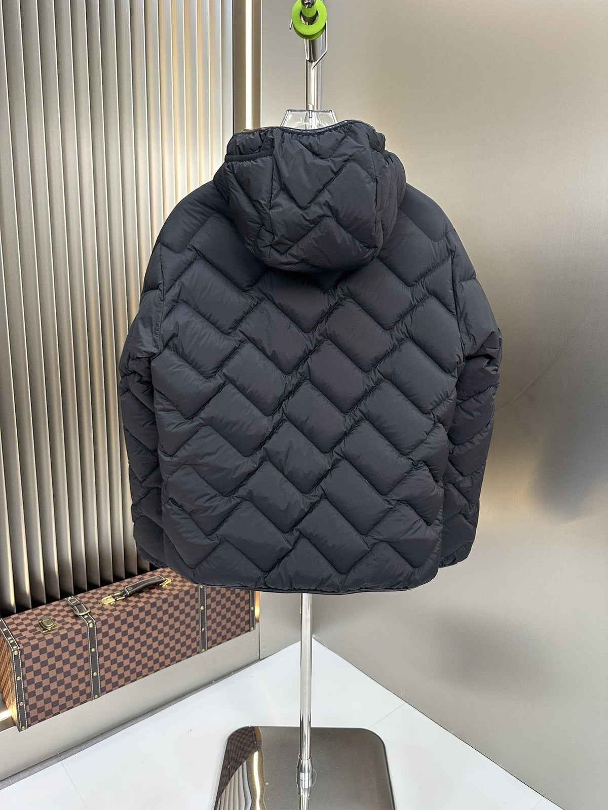 Moncler Chevron-Quilted Hooded Puffer Coat — back
