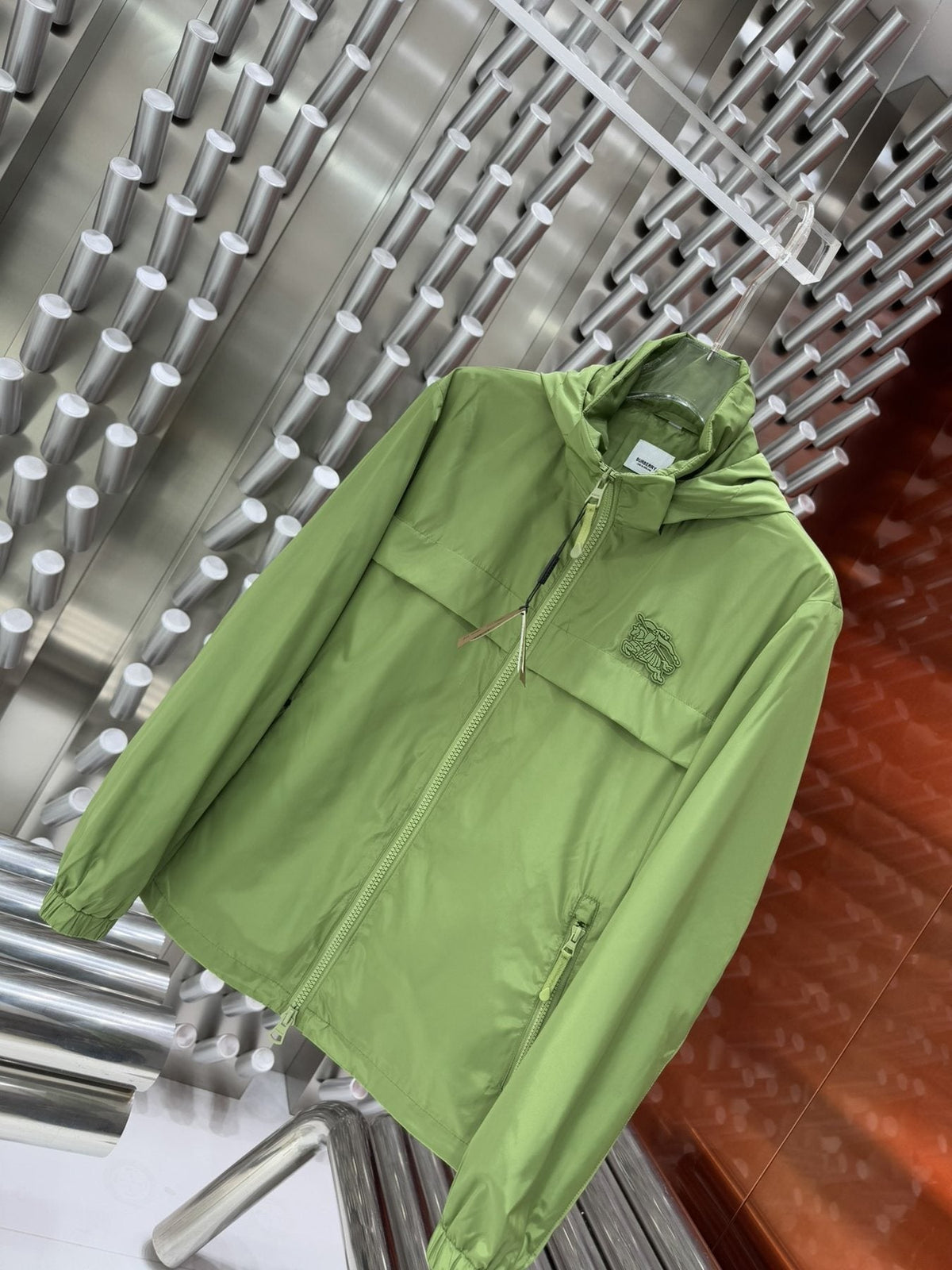 Burberry Logo-Panel Hooded Windbreaker Jacket — detail
