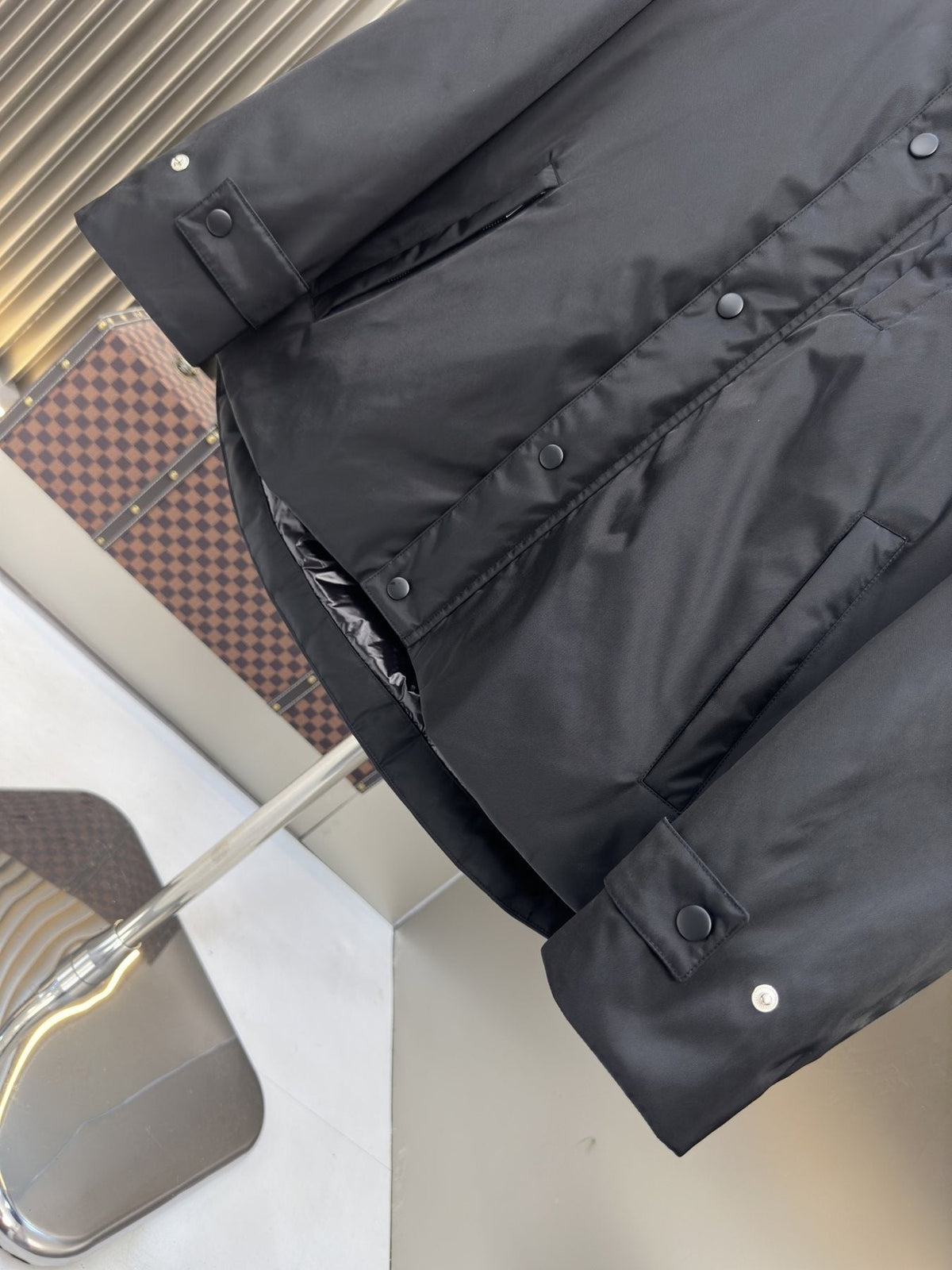 Prada Black Hooded Utility Jacket — detail