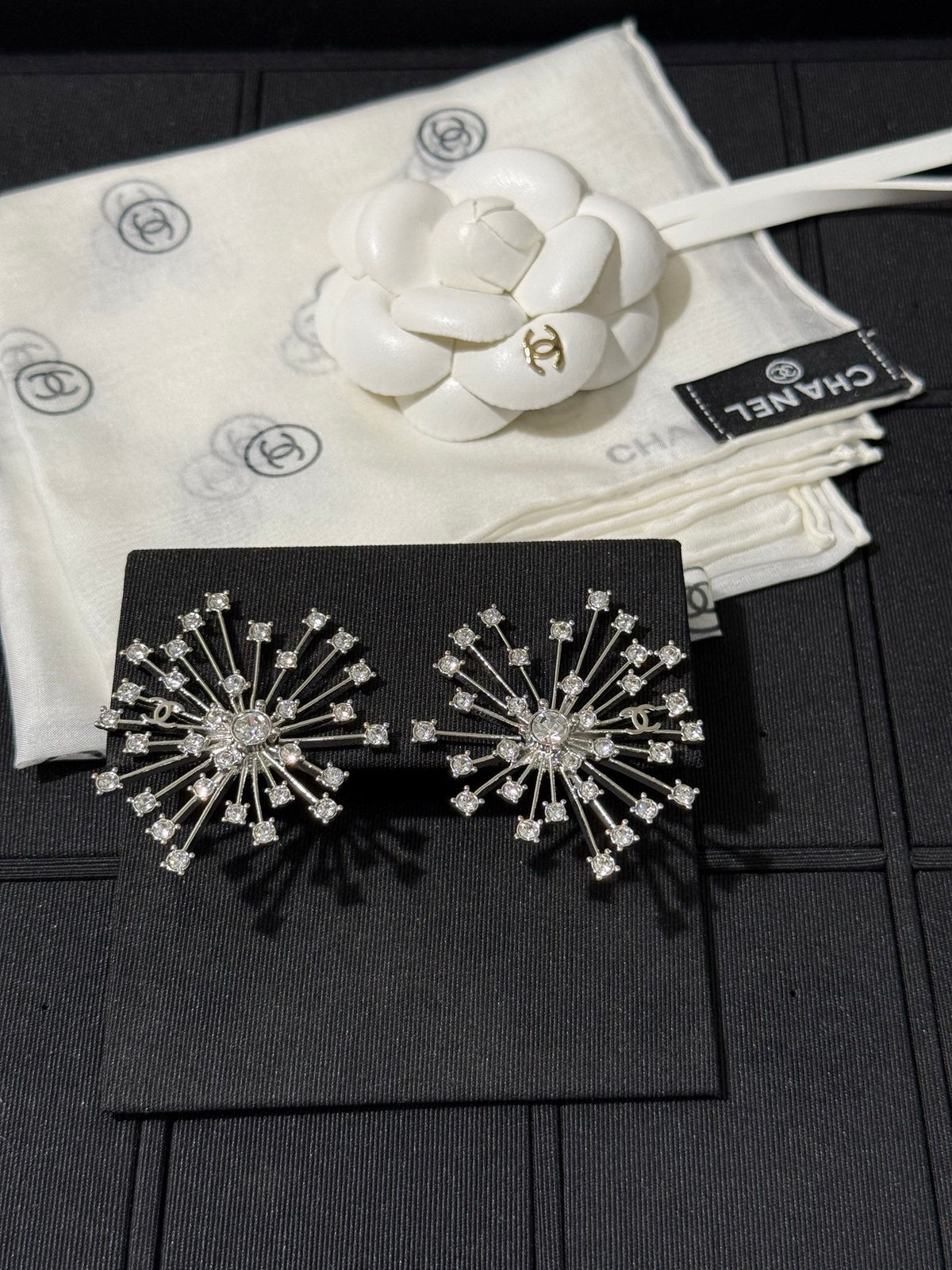 Chanel 2026 Sparkling Crystal Double C Firework Earrings