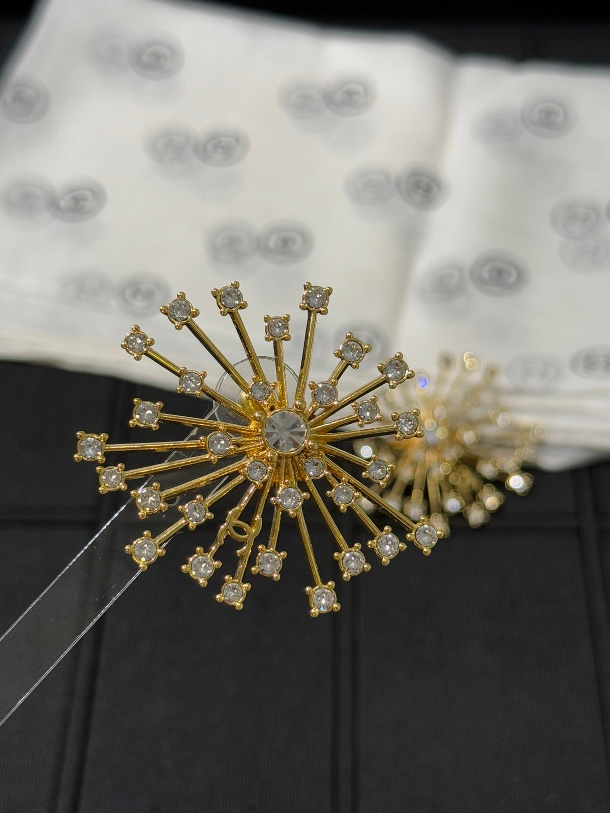 Chanel 2026 Sparkling Crystal Double C Firework Earrings