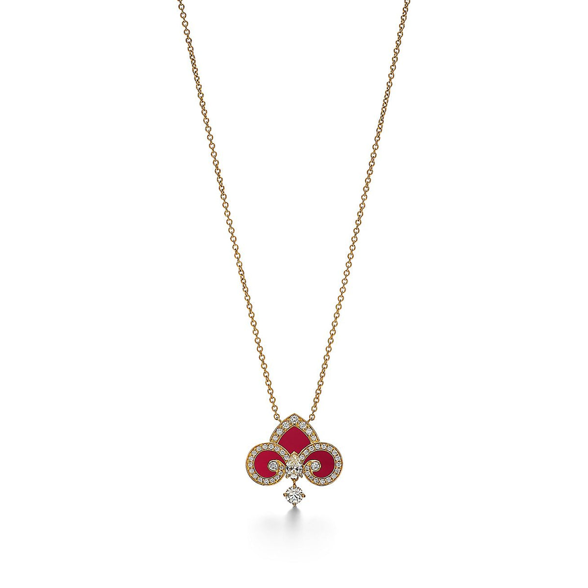 Tiffany Fleur de Lis Pink Gold Cubic Zirconia Necklace
