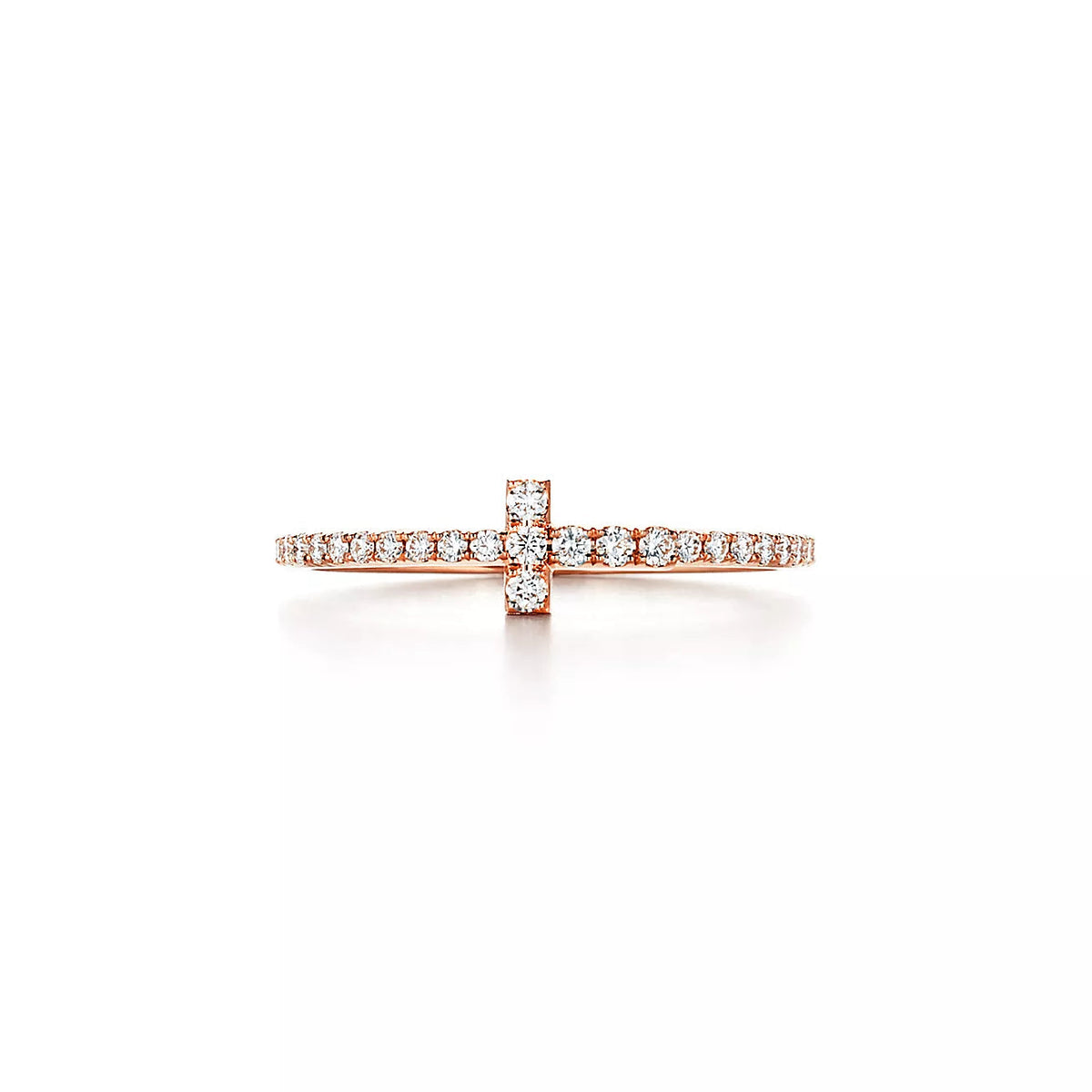Tiffany T Ring Cubic Zirconia Pink Gold