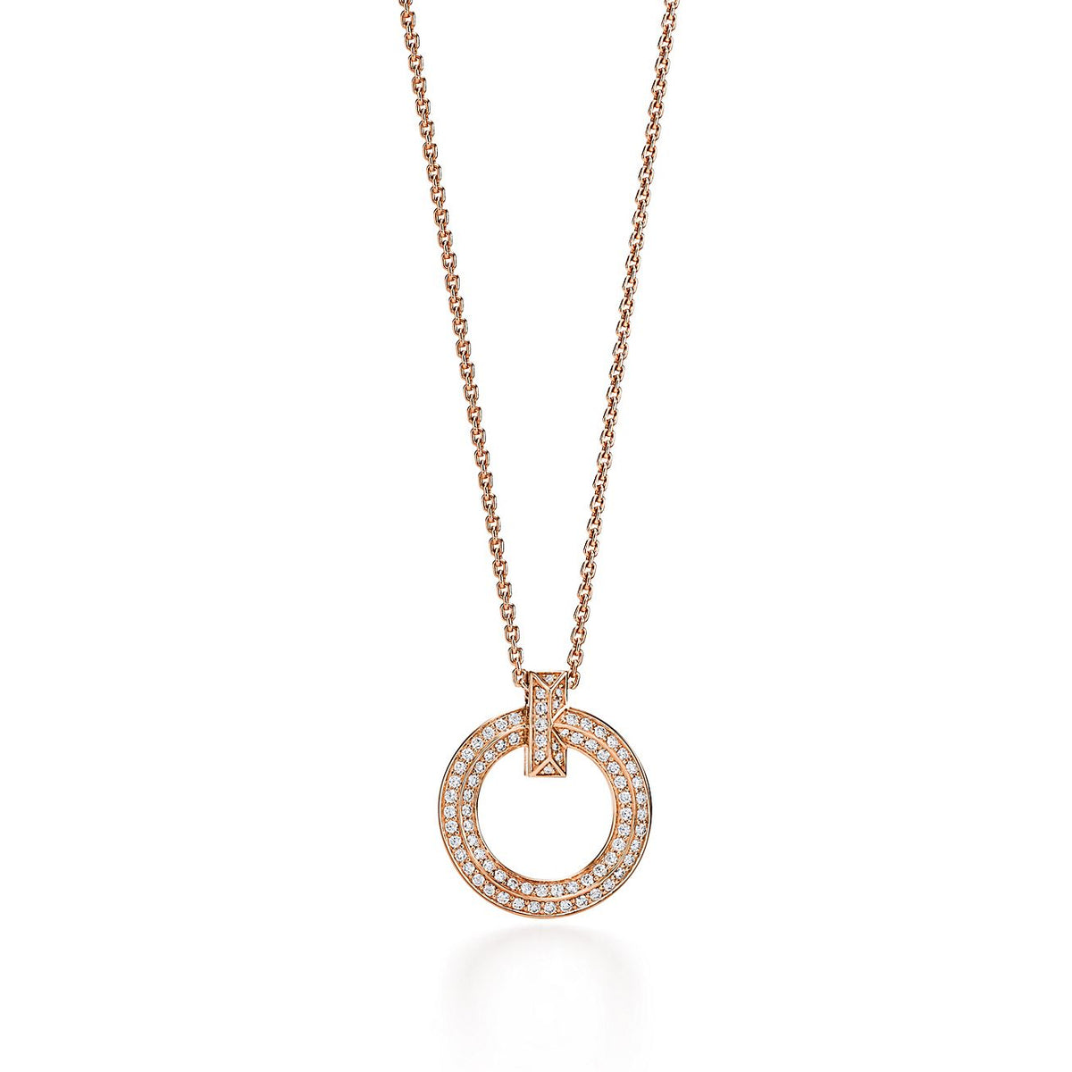 Tiffany T1 Circle Diamond Paved Medium Necklace