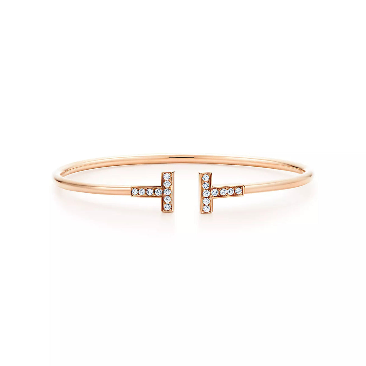 Tiffany T Bracelet Pink Gold 1.8MM Cubic Zirconia